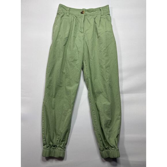 HALARA Pants - Halara Women's High Waisted Pleated Cotton Green Casual Joggers - XS (25x24.5)